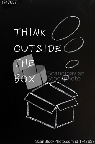 Image of Chalk drawing - concept of "Think outside the box" 