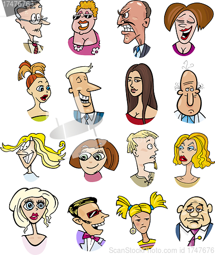 Image of cartoon people characters and emotions