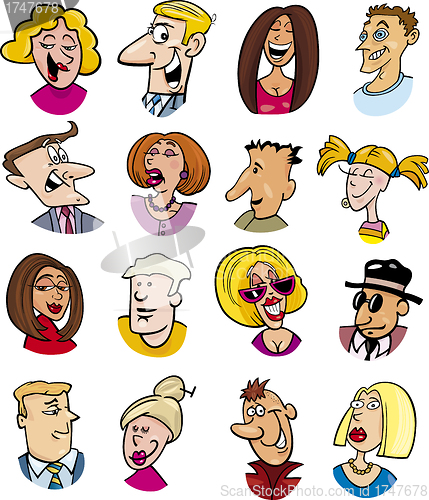 Image of cartoon people characters and emotions