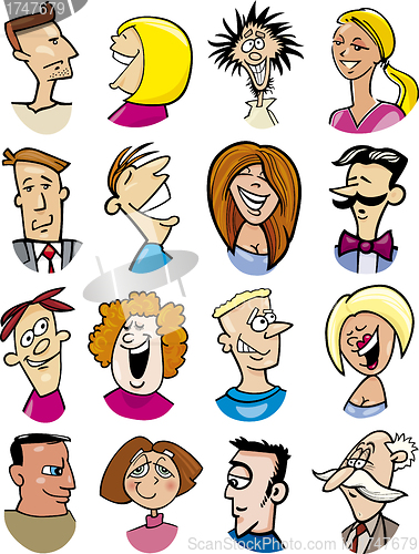 Image of cartoon people characters and emotions