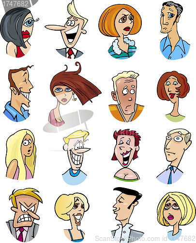 Image of cartoon people characters and emotions