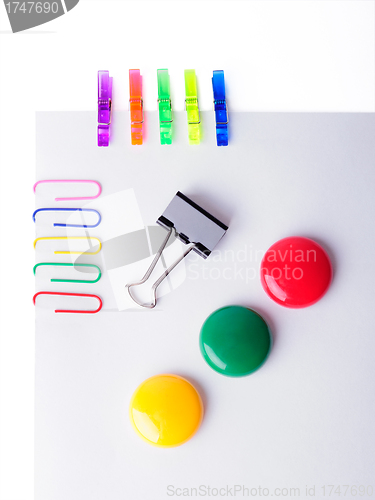 Image of Office set on paper isolated on a white