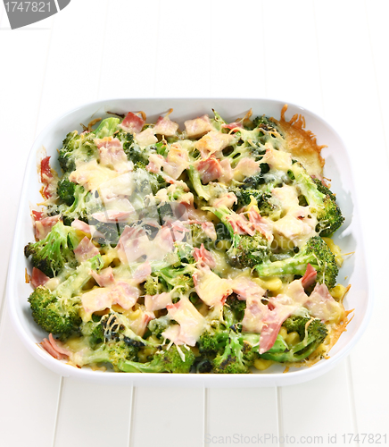 Image of Baked broccoli with ham