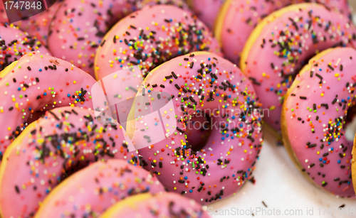 Image of Sweet donuts at shop counters