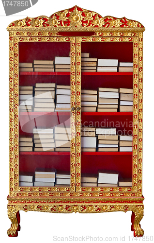 Image of Antique cabinet with Buddhist Meditation Books