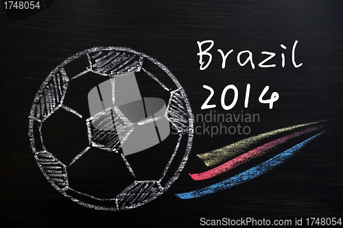 Image of Chalk drawing of Football World Cup Brazil 2014