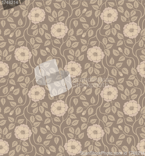 Image of Seamless floral background with flowers and leaves
