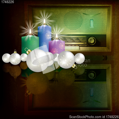 Image of abstract christmas background with retro radio