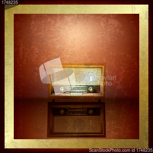 Image of abstract grunge background with retro radio
