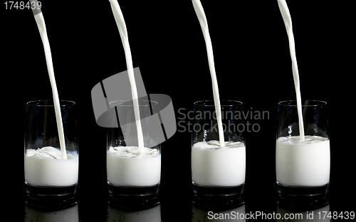 Image of Collage of Pouring Milk in Glass