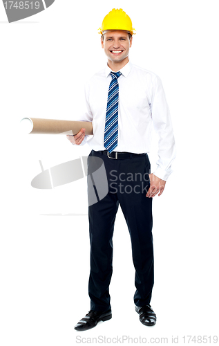 Image of Civil engineer holding blueprint