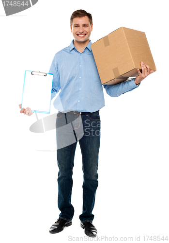 Image of Accept carton please. Courier service