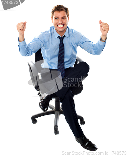 Image of Excited successful corporate male