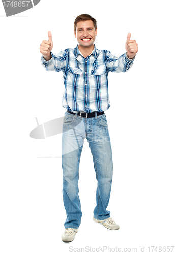 Image of Excited guy showing double thumbs up