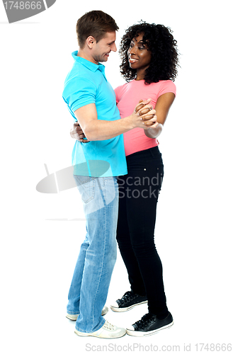 Image of Attractive dancing couple in love