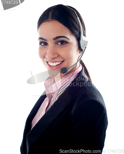 Image of Female telemarketer with headsets