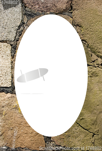 Image of Historic building wall frame and white oval center 