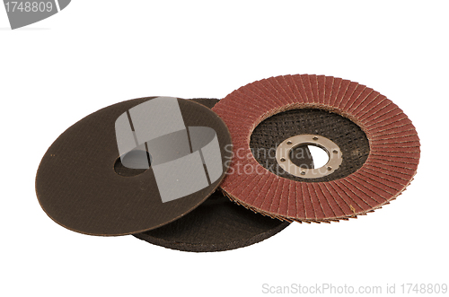 Image of Special angle grinder sander cut discs isolated 