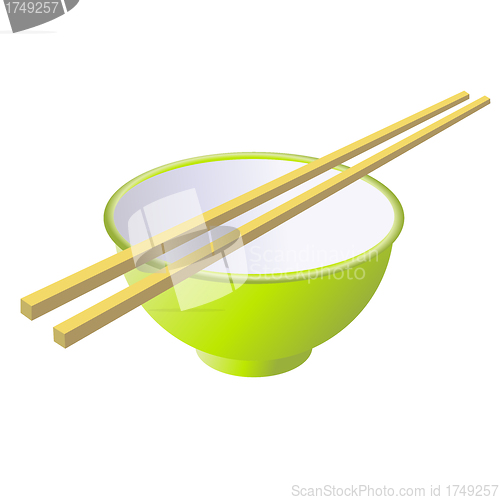 Image of Ceramic mug with wooden sticks. 