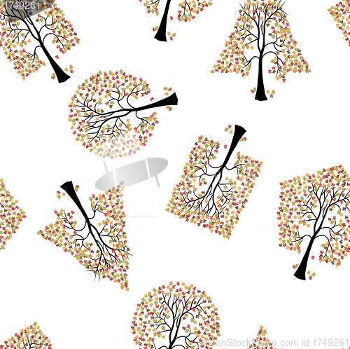 Image of Seamless wallpaper the trees vector background