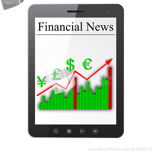 Image of Financial News on Tablet PC. Isolated on white. Vector  illustra