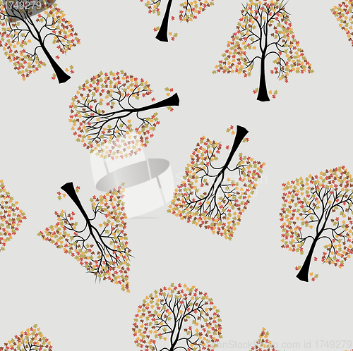 Image of Seamless wallpaper the trees vector background