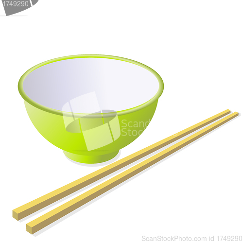 Image of Ceramic mug with wooden sticks. 