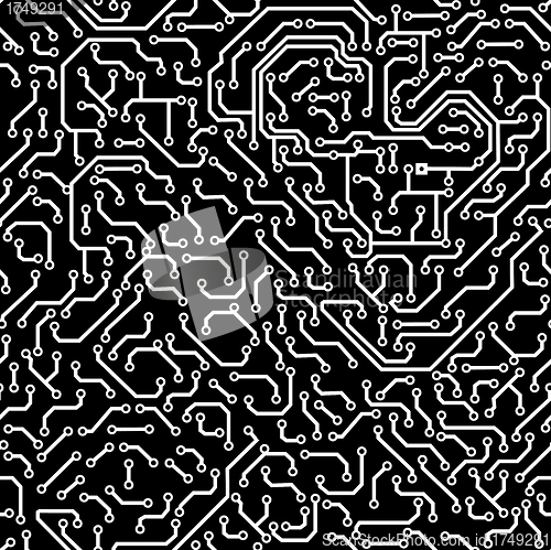 Image of Seamless pattern. Computer circuit board.
