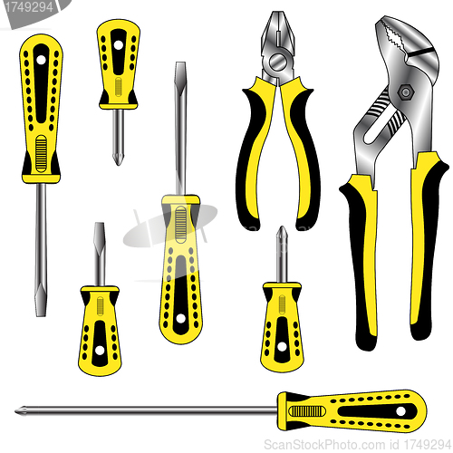 Image of vector set of different tools 