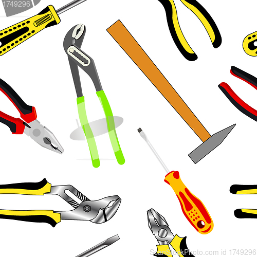 Image of Seamless background of hand tools for construction