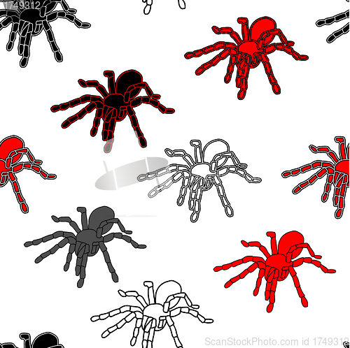 Image of Halloween seamless pattern with black spiders 