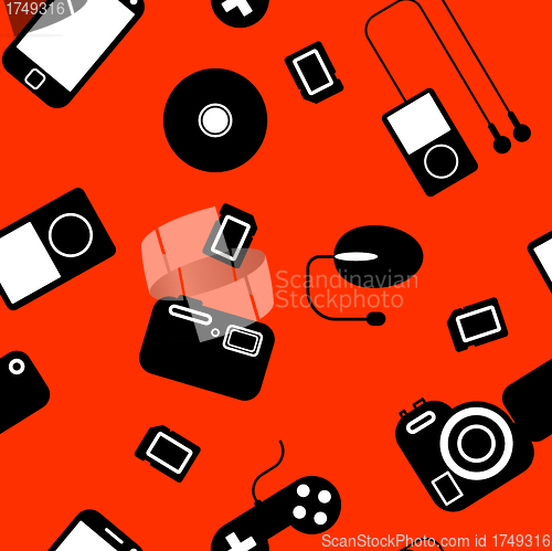 Image of Seamless background Icon  with  electronic gadgets. 