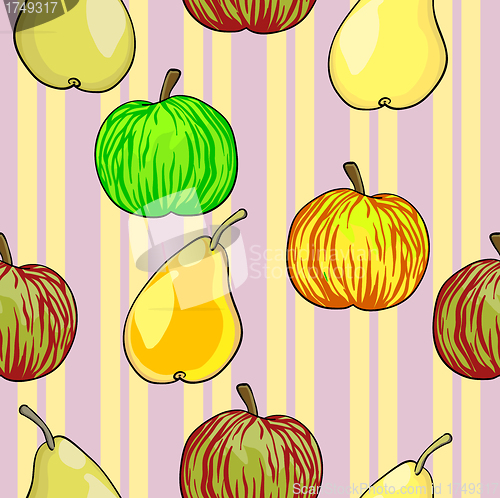 Image of Seamless fruit pattern apples and pears  