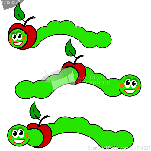 Image of apple and Worm caterpillars , vector