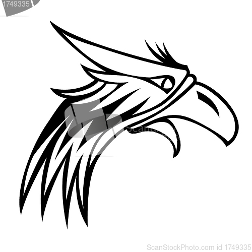 Image of eagle isolated on white background for mascot or emblem design.