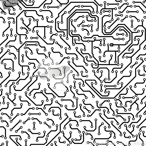 Image of Seamless pattern. Computer circuit board.