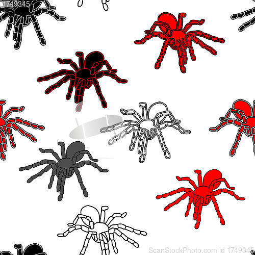 Image of Halloween seamless pattern with black spiders 