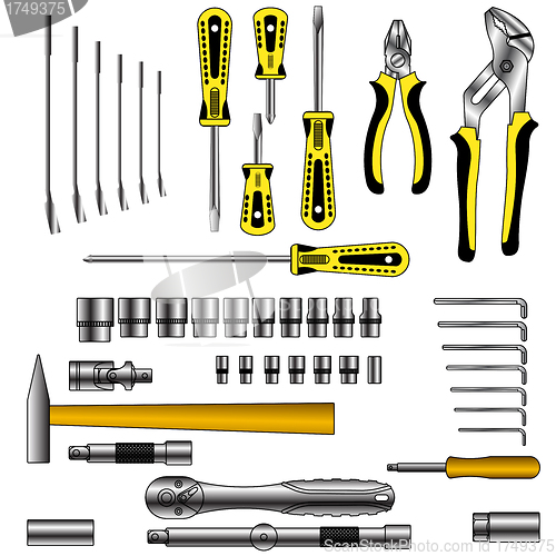 Image of vector set of different tools 