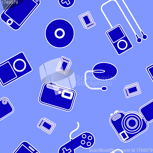 Image of Seamless background Icon  with  electronic gadgets. 