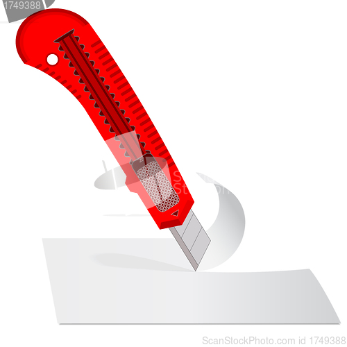 Image of Plastic knife to cut the paper sheet of white paper.
