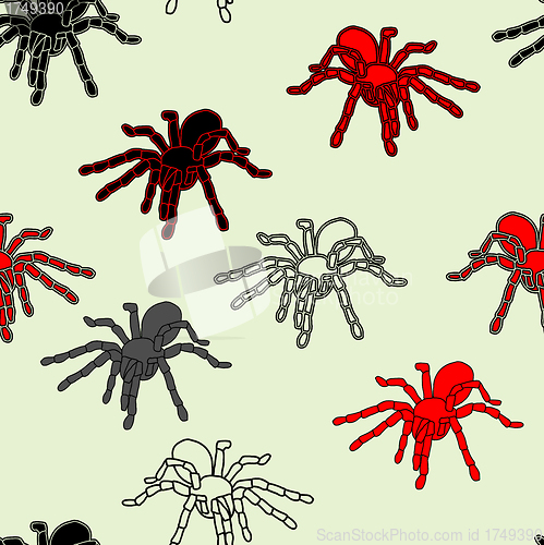 Image of Halloween seamless pattern with black spiders 