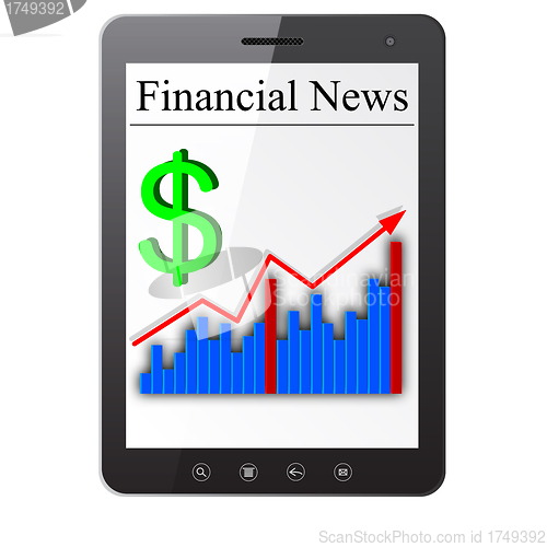 Image of Financial News on Tablet PC. Isolated on white. Vector  illustra
