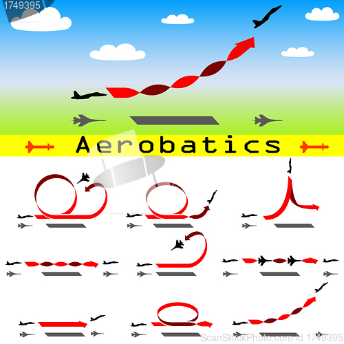 Image of Aerobatics airplane on blue sky background