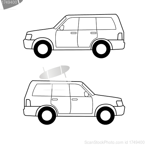 Image of Car , vector black lines over white background