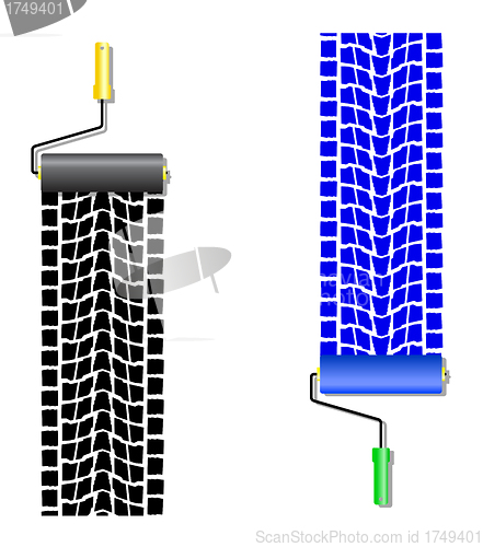 Image of The roller draws paint from the wheel of the machine. 