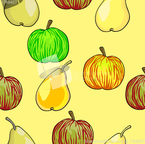 Image of Seamless fruit pattern apples and pears  