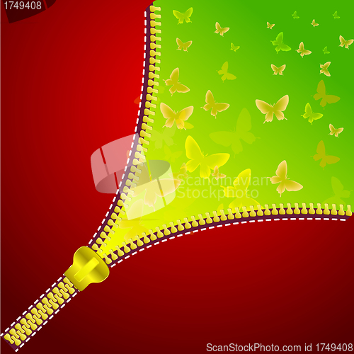 Image of Abstract background with open zipper for design. 