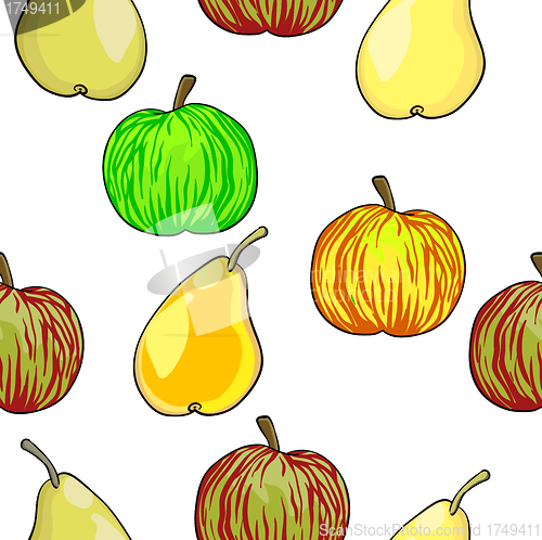 Image of Seamless fruit pattern apples and pears  