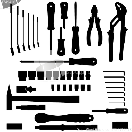 Image of vector set of different tools 