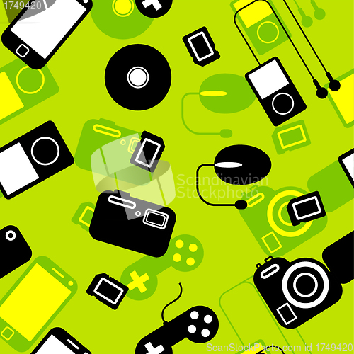 Image of Seamless background Icon  with  electronic gadgets. 